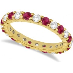 Eternity Diamond & Garnet Ring Band 14k Yellow Gold (2.35ct)