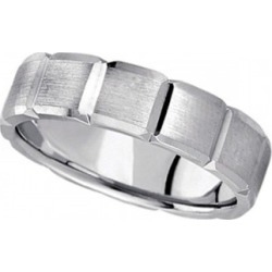 Diamond Carved Wedding Band For Men in 14k White Gold (6mm)