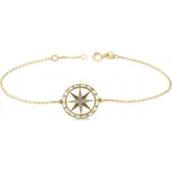 Diamond Nautical Compass Bracelet 14k Yellow Gold (0.19ct)