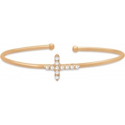 Diamond Cross Bangle Bracelet 14k Rose Gold (0.54ct)