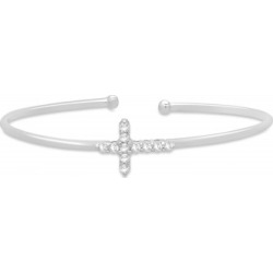 Diamond Cross Bangle Bracelet 14k White Gold (0.54ct)