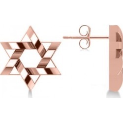 Contemporary Jewish Star of David Earrings in 14k Rose Gold