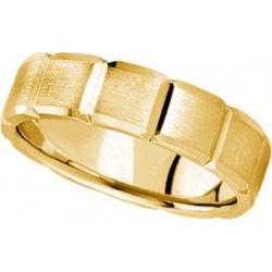 Diamond Carved Wedding Band For Men in 14k Yellow Gold (6mm)