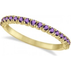 Half-Eternity Pave-Set Thin Amethyst Stack Ring 14k Yellow Gold (0.65ct)