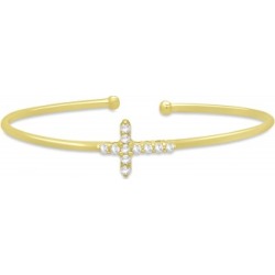 Diamond Cross Bangle Bracelet 14k Yellow Gold (0.54ct)