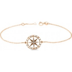 Diamond Nautical Compass Bracelet 14k Rose Gold (0.19ct)