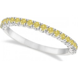 Half-Eternity Pave Thin Yellow Diamond Stack Ring 14k White Gold (0.50ct)