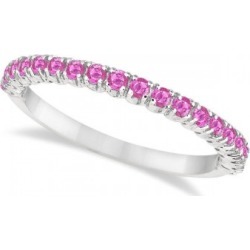 Half-Eternity Pave-Set Thin Pink Sapphire Stack Ring Palladium (0.65ct)