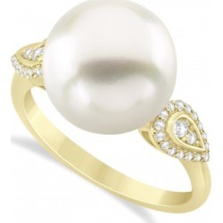 South Sea Pearl & Diamond Ring 14k Yellow Gold (12.00mm)