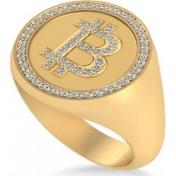 Diamond Cryptocurrency Bitcoin Men's Ring 14k Yellow Gold (0.34ct) found on MODAPINS