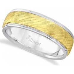 Diamond Cut Wedding Band For Men in 14k Two Tone Gold (7mm)