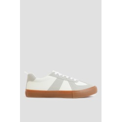 Ardene Man Two-Tone Sneakers For Men in White | Size 10 | Faux Leather