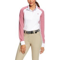 Women's Marquis Show Top Long Sleeve in White/Rose Violet Stripe, Size X-Small, by Ariat