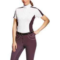 Women's Aptos Colorblock Show Shirt in White/Plum Perfect, Size Small, by Ariat
