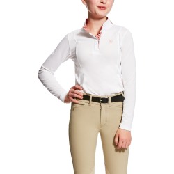 Kid's Sunstopper Show Shirt Long Sleeve in White w/Trim, Size X-Small, by Ariat