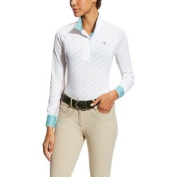 Women's Marquis Show Top Long Sleeve in White Mesh, Size X-Large, by Ariat