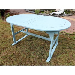Royal Fiji Sky Blue Acacia Oval Extendable Dining Table with Folding Out Leaf found on Bargain Bro Philippines from Bellacor for $748.70