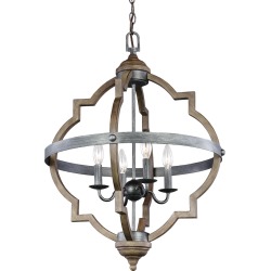 Kenwood Black and Wood 21-Inch Four-Light Chandelier