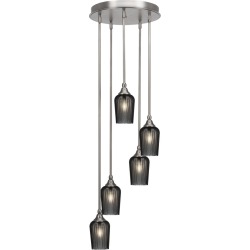 Empire Brushed Nickel Five-Light Pendant with Smoke Textured Glass found on Bargain Bro Philippines from Bellacor for $741.40