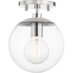 Meadow Polished Nickel One-Light Semi-Flush Mount with Clear Glass found on Bargain Bro from Bellacor for USD $93.63