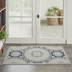 Calobra White and Blue 2 Ft. 2 In. x 3 Ft. 9 In. Rectangle Indoor/Outdoor Area Rug found on Bargain Bro from Bellacor for USD $28.88