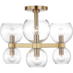 Londyn Burnished Brass Six-Light Semi Flush with Mount Clear Shade found on Bargain Bro from Bellacor for USD $383.78