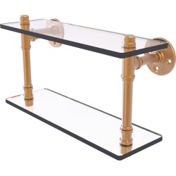 Pipeline Brushed Bronze 16-Inch Double Glass Shelf found on Bargain Bro Philippines from Bellacor for $200.20