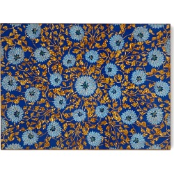 Flower Painted Mirror Placemat, Blue/Gold