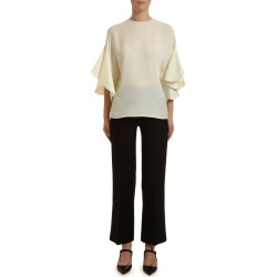 Georgette Draped-Sleeve Blouse