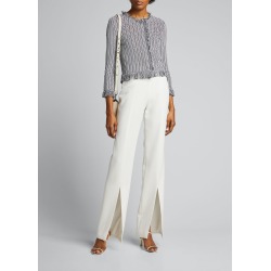 Chevron-Knit Fringe Hem Sweater