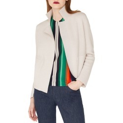 Open-Front Placed-Stripe Double-Face Cashmere-Knit Cardigan