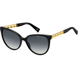 Round Gradient Sunglasses w/ Curb Chain Arms