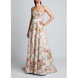 Spaghetti Strap Floral Gown