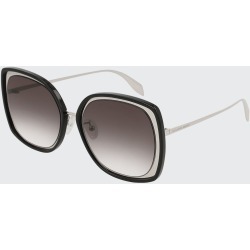 Oversized Square Acetate/Metal Sunglasses