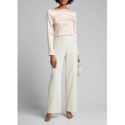 Crepe Back Satin Cowl-Back Top