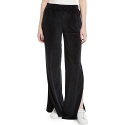 Low-Rise Split-Leg Velour Active Pants