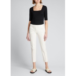 Square-Neck Knit Tee, Black