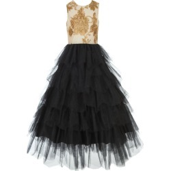 Kid's Floral Glitter & Tulle Gown, Size 7-14