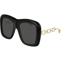 Square Acetate Sunglasses w/ Metal Chain Arms