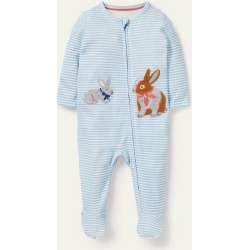 Baby Merlin's Magic Sleepsuit - Swaddle Transition 25 Organic Zip-up Sleepsuit Frosted Blue/Ivory Baby Boden