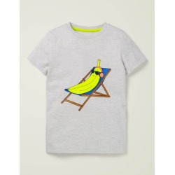 Fruit and Veg T-shirt Silver Grey Marl Banana Boys Boden