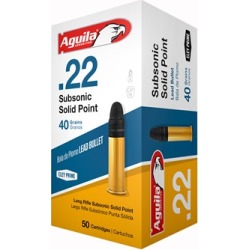 Aguila Superextra Subsonic Ammo 22 Long Rifle 40gr Lead Round Nose - 22 Long Rifle 40gr Lead Round Nose 500/Box