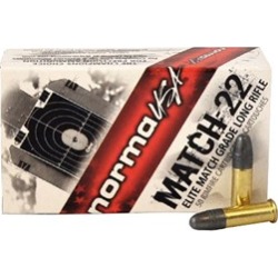 Norma Match-22 Ammo 22 Long Rifle 40gr Lead Round Nose - 22 Long Rifle 40gr Lead Round Nose 50/Box