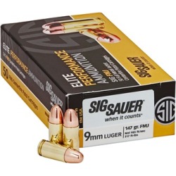 Sig Sauer Elite Ball Ammo 9mm Luger 147gr Full Metal Jacket - 9mm Luger 147gr Fmj 1,000/Case