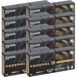Federal Gold Medal Sierra Matchking Ammo 224 Valkyrie 90gr Hpbt - 224 Valkyrie 90gr Hollow Point Boat Tail 200/Case