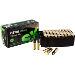 Sk Pistol Match Ammo 22 Long Rifle 40gr Lead Round Nose - 22 Long Rifle 40gr Lead Round Nose 50/Box