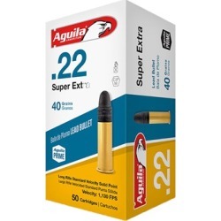 Aguila Superextra Standard Velocity Ammo 22 Long Rifle 40gr Lead Rn - 22 Long Rifle 40gr Lead Round Nose 50/Box