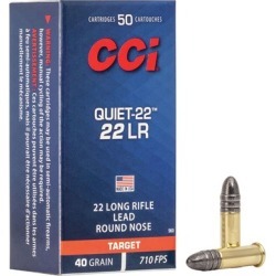 Cci Quiet-22 Ammo 22 Long Rifle 40gr Lead Round Nose - 22 Long Rifle 40gr Lead Round Nose 50/Box