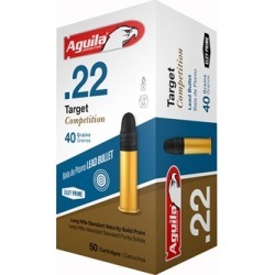 Aguila Target Competition Ammo 22 Long Rifle 40gr Lead Round Nose - 22 Long Rifle 40gr Lead Round Nose 50/Box