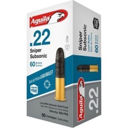 Aguila Sss Sniper Subsonic 22 Long Rifle Ammo - 22 Long Rifle 60gr Lead Round Nose 500/Box